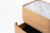 Adoni 2 Drawer Bedside Table | American Oak | Cararra Mable Top