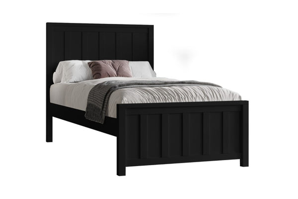 Alandur Black King Single Timber Slat Panel Bed