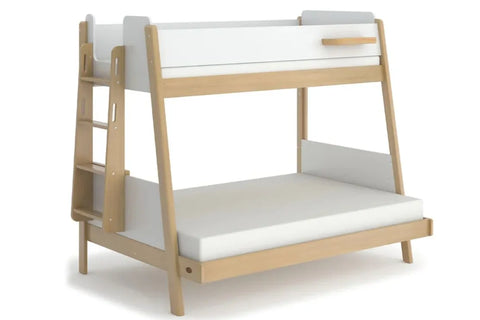 The Natty Maxi Bunk Bed Ladder is a space-saving triple sleeper bunk bed with a modern two-tone design -pictured in Barley White & Almond Colour