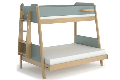 The Natty Maxi Bunk Bed Ladder is a space-saving triple sleeper bunk bed with a modern two-tone design -pictured in Blueberry & Almond Colour