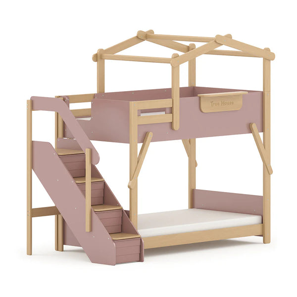 Treehouse King Single Bunk with Roof Frame and Storage Staircase
