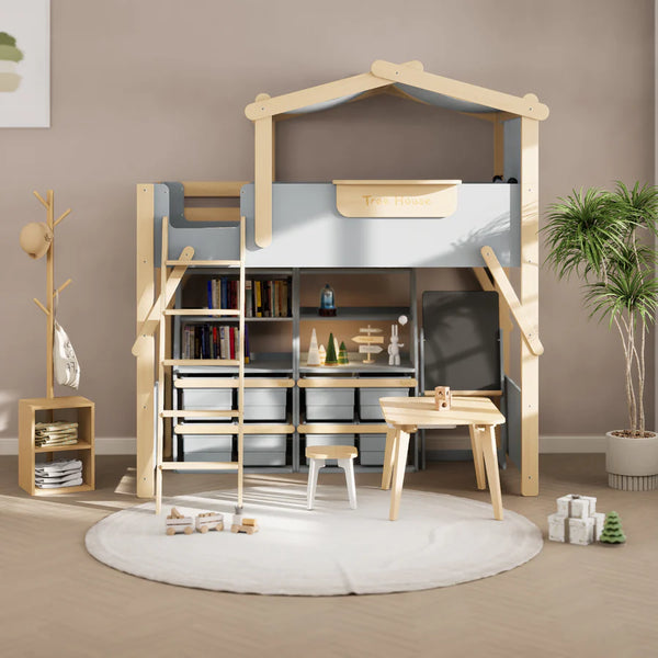 Treehouse King Single Loft with Roof Frame and Ladder