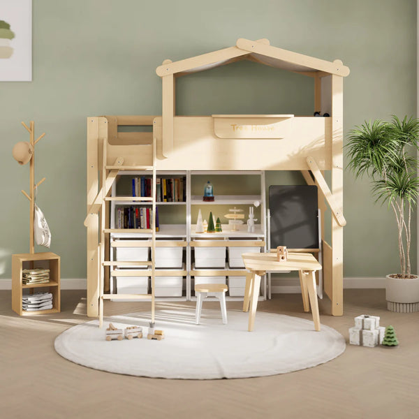 Treehouse King Single Loft with Roof Frame and Ladder