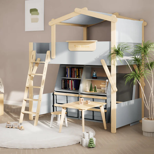 Treehouse King Single Loft with Roof Frame and Ladder