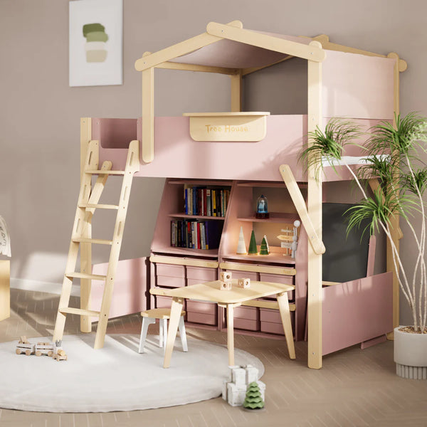 Treehouse King Single Loft with Roof Frame and Ladder