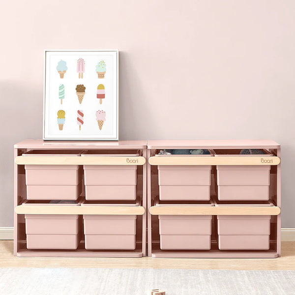 2 x Boori Kids Tidy Toy Cabinet - Pictured in the Cherry & Almond Colour