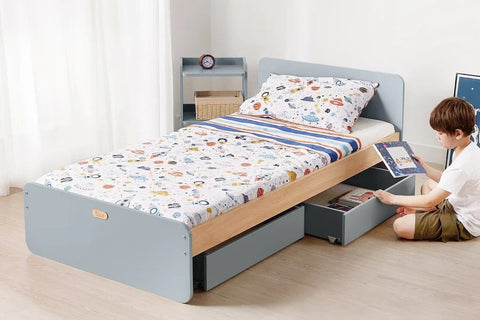 This single bed package is a great space-saving option, offering a minimalist bed and compatible mattress, along with two Neat Under Bed Storage Drawers all priced at 20% off RRP.  Standard package includes the  Neat Single Bed, Neat Under Bed Storage Drawers (2 Pack), and a Single Bed Pocket Spring Mattress A great option as a child's first bed, Boori's Neat Single Bed is a stylish upgrade that we know your child will love.