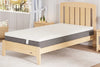 Boori Lux Single Pocket Spring Mattress on a King Single natural timber Boori bed frame beside a bedroom window, showing the 26cm mattress profile