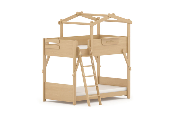 Beech Colour -Boori Kids - Treehouse King Single Bunk with Roof Frame and Ladder