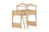 Treehouse King Single Loft with Roof Frame and Ladder - Beech Colour