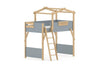 Boori Kids Treehouse King Single Loft with Roof Frame and Ladder - Blueberry Blue & Beech Colour