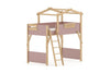 Treehouse King Single Loft with Roof Frame and Ladder - Cherry Pink & Beech Colour