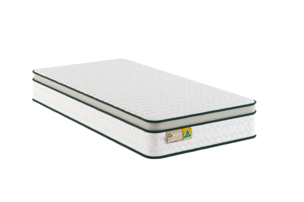 Eco Kids Nature Luxe | Autralian Made | Biodegradable and Non-ToxicEco Kids Nature Luxe Mattress: 100% natural latex with 50mm pillow top for superior spinal support & pressure relief. Hypoallergenic, eco-friendly, perfect for kids.