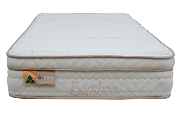 Eco Kids Pillow Top Mattress - Australian Made -Upgrade your sleeping experience with a pillow top mattress. Featuring an additional premium layer of GECA certified Dunlop foam measuring 50mm in thickness. This luxurious foam layer adds a plush and comfortable feel to the mattress, making it an ideal choice for parents who co-sleep with their young children or tweens and teenagers who desire a superior level of comfort. Indulge in the perfect upgrade with a pillow top mattress.