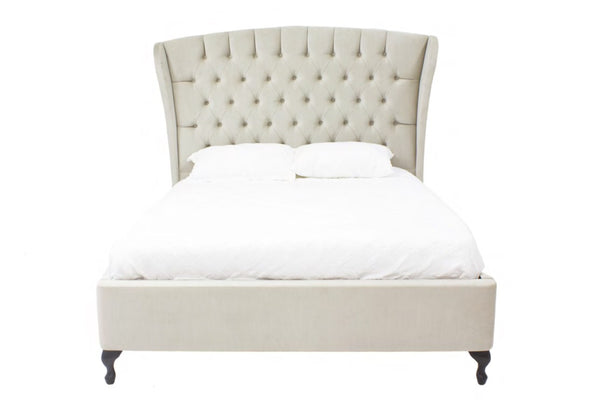 Crafted from MDF and kiln dried hardwood and plantation timber, its tailored winged bedhead with exquisite chesterfield diamond buttoning adds an elegant touch & the bed can be customised to suit any bedroom. This custom built Australian made bed is the perfect combination of quality design and craftsmanship