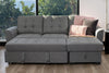 Fabric Storage Sofa Bed - Premium 2 Seater Sofa Bed with Reversible Storage Chaise in Grey