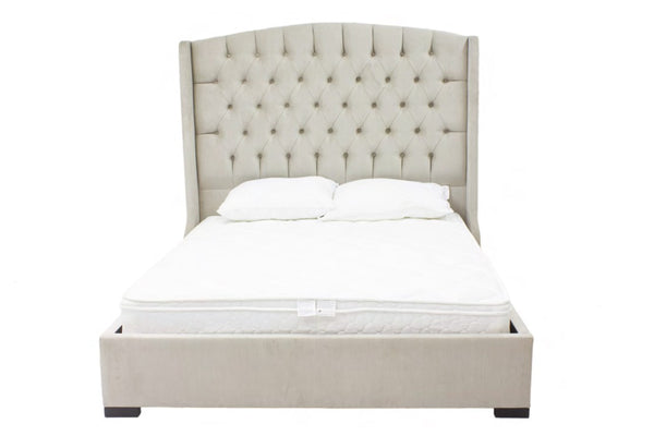 The Gabrielle Bed is crafted from MDF and kiln dried hardwood and plantation timber for a strong and long-lasting piece.Its tailored winged bedhead with exquisite chesterfield diamond buttoning adds an elegant touch and the bed can be customised to suit any bedroom.This custom built, Australian made bed frame , it is the perfect combination of quality design and craftsmanship.