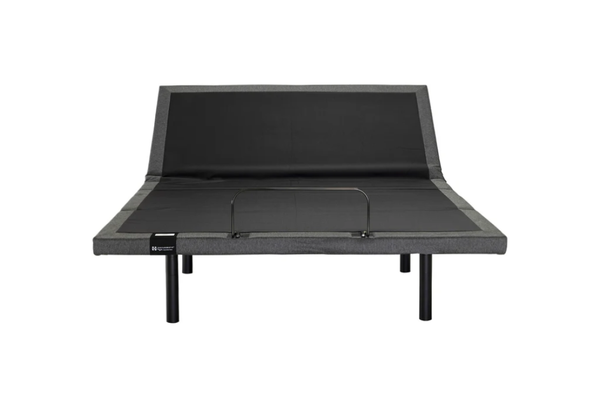 Gray Sealy Ascent Adjustable Bed Base with a black frame on a white background