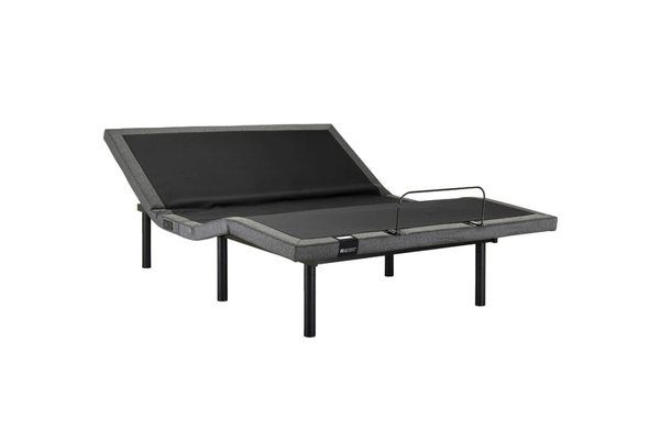 Gray Sealy Ascent Adjustable Bed Base with a black frame on a white background
