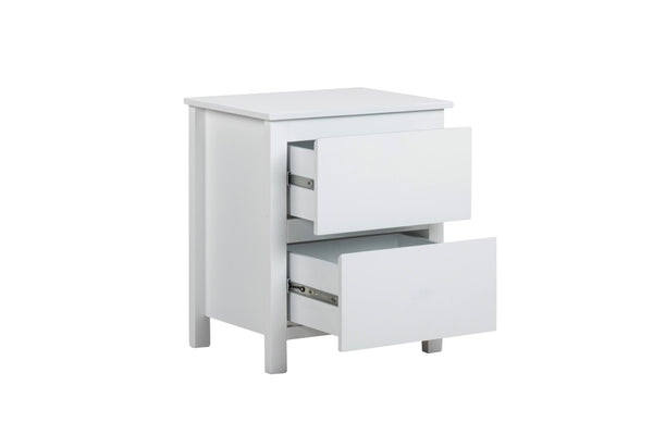 Wombarra 2-Drawer Bedside Table, White Timber | Rubberwood
