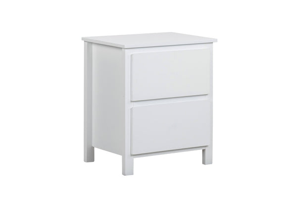 Wombarra 2-Drawer Bedside Table, White Timber | Rubberwood