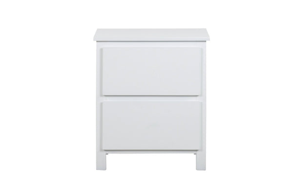 Wombarra 2-Drawer Bedside Table, White Timber | Rubberwood
