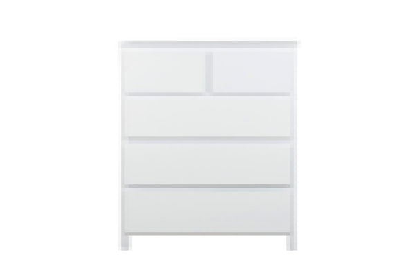 Wombarra 5 Drawer Tallboy White Timber | Rubberwood