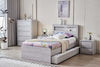 Belleville King Single bed in Cement Grey with the optional trundle extended beside the bed