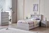 Belleville King Single bed in Cement Grey with the optional trundle pulled out in a styled bedroom