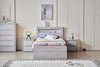 Belleville King Single fixed bed frame in Cement Grey styled in a modern bedroom