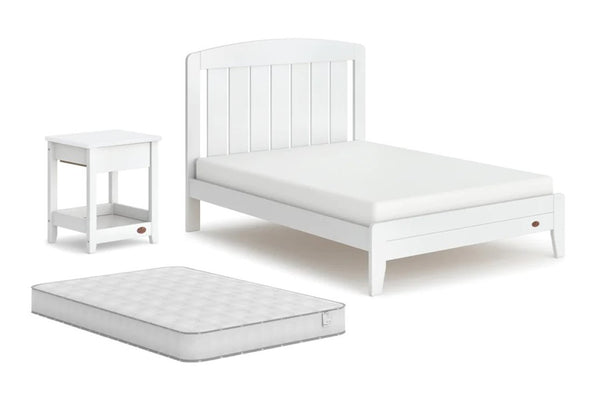 This bedroom package deal features Boori's Alice Double Bed with matching Linear Bedside Table and compatible Double Bed Pocket Spring Mattress, priced at 20% off RRP.The Alice Double Bed paired with the matching Linear Bedside Table create a timeless and minimalist aesthetic, to suit a range of bedroom designs.Standard package includes theAlice Double Bed Frame (3 colour options), Linear Bedside Table, and a Boori Double Bed Pocket Spring Mattress