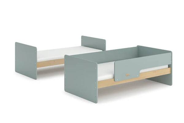 Boori Kids Neat Single Bunk Bed in two-tone Blueberry & Almond colours, 140cm, convertible to two single beds