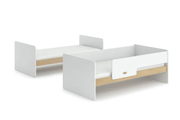 Boori Kids Neat Single Bunk Bed in two-toneBarley White & Almond colours, 140cm, convertible to two single beds