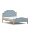 Boori Yarra Double Bed V25 in Blueberry fabric with rounded upholstered headboard and footboard, light timber frame