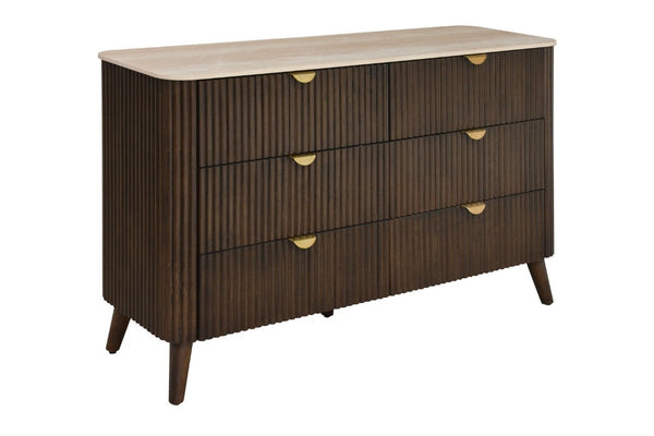 Chedworth 6 Drawer Dressing Table | Timber: Malaysian Hardwood | Colour: Walnut | Dimensions: Width: 132.3cm | Depth: 42.3cm | Height: 82cm
