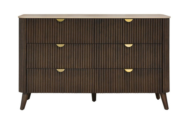 Chedworth 6 Drawer Dressing Table | Timber: Malaysian Hardwood | Colour: Walnut | Dimensions: Width: 132.3cm | Depth: 42.3cm | Height: 82cm