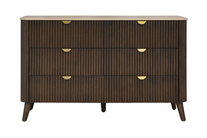 Chedworth 6 Drawer Dressing Table | Timber: Malaysian Hardwood | Colour: Walnut | Dimensions: Width: 132.3cm | Depth: 42.3cm | Height: 82cm