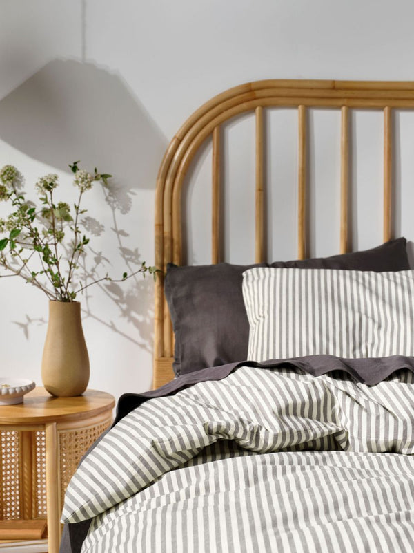 Linen House Classic Stripe Charcoal Quilt Cover Set