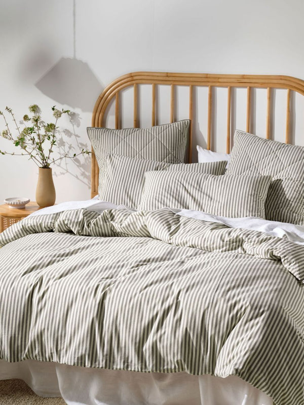 Linen House Classic Stripe Charcoal Quilt Cover Set