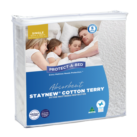 Absorbent Cotton Terry Stay New Fitted Waterproof Mattress Protector