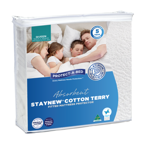 Absorbent Cotton Terry Stay New Fitted Waterproof Mattress Protector