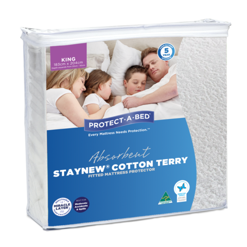 Absorbent Cotton Terry Stay New Fitted Waterproof Mattress Protector