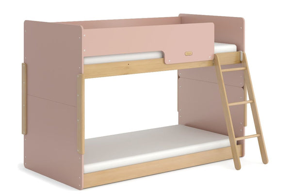 Boori Kids Neat Single Bunk Bed in two-tone Cherry Pink & Almond colours, 140cm, convertible to two single beds