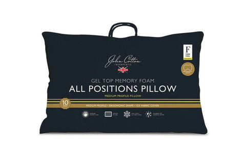 John Cotton Therapeutic All Positions Pillow - Ergonomic Memory Foam Pillow with Gel Cooling