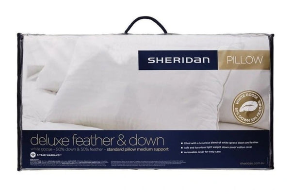 Sheridan Deluxe White Goose 50% Feather & 50% Down Pillow Standard Medium Support available at Best in Beds