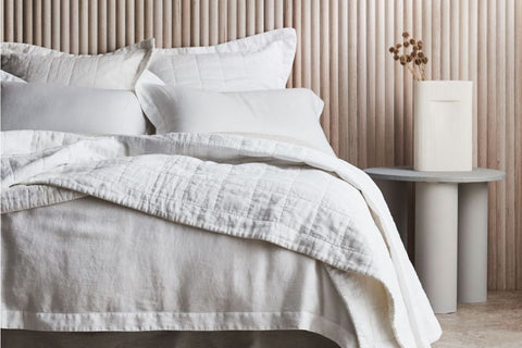 White coloured Bed Cover by Sheridan from the Abbotson Linen Collection available at bestinbeds.com.au and in our Campbelltown and Warrawong stores