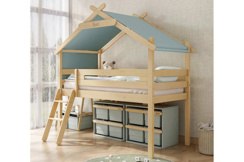 This fun kids loft bed package deal features the best selling Boori Forest Teepee Loft Bed and compatible Boori Pocket Spring Single Bed Mattress, along with 2 x Tidy Toy Cabinets. Blueberry and Cherry colour options also include a compatible canopy for the bed. Priced at 20% off RRP. Reminiscent of a treehouse.. tepee bed