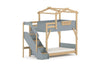 Boori Treehouse King Single Bunk Bed with Roof Frame and Storage Staircase - Blueberry & Beech Colour