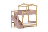 Boori Treehouse King Single Bunk Bed with Roof Frame and Storage Staircase - Cherry Pink & Beech Colour