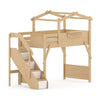 Treehouse King Single Loft with Roof Frame and Storage Staircase